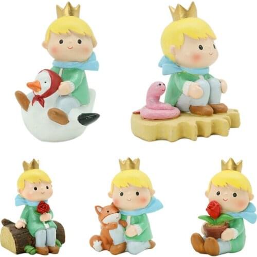 Cute Prince Resin Creative Crafts Cake Decorations Little Boy Model Standing Micro Landscape Flower Pots Decor Home Figurines