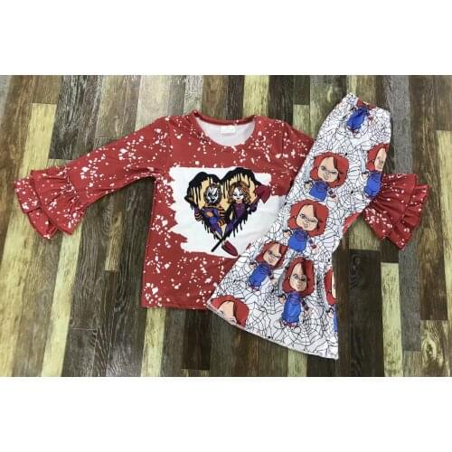 Fashion Kids Clothing Baby Boy Girls Halloween Horror Clown Spider Web Flare Lace Set Series