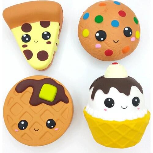 Cartoon Cheese Chocolate Biscuits Cake Cute Squishy Food Slow Rising Cream Scented Soft Squeeze Toy Relieve Stress Funny Gift