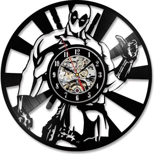 Fictional Character Mutant Superhero Themed Vinyl Record Wall Clock Silent Sweep For Kids Room Comic Movie Inspired Timepieces
