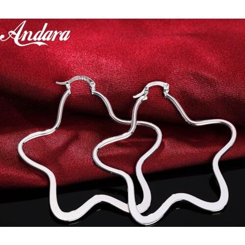 New Style 925 Sterling Silver Earrings Five-Pointed Star Big Earrings Fashion Dress Women Jewelry Gifts