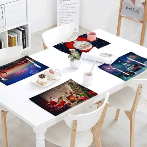 42*32cm Christmas Pattern Table Dinner Burlap Napkin Placemats For Party Home Decor Table Napkins