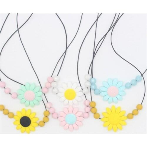 Baby Teething Toy Silicone Training Baby Teethers Necklace Feather Pendant Necklace Chewing Toy Beads Pacifier Clip Best Gifts