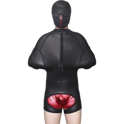 Sexy lingerie sex accessories mask sex male sm bondage bundle binding clothing hand sponge opening with zipper rubber clothing