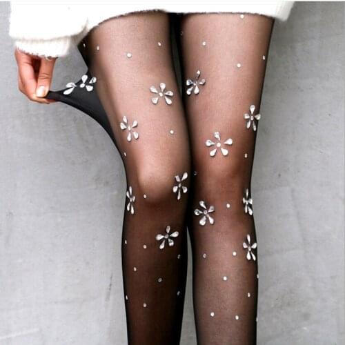 Sexy Designs Snow Diamond Transparent Anti-hook Tights Womens Pantyhose Ladies Thin Stockings