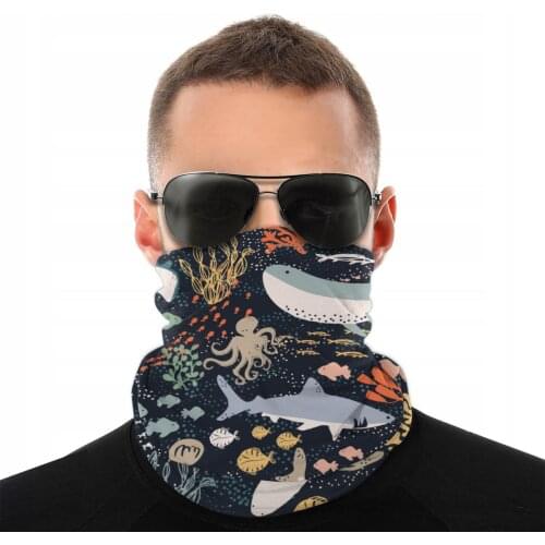 Marine Life Ocean Scarf Neck Face Mask Men Women Fashion Tube Scarf Seamless Bandanas Versatility Headband Biking Hiking