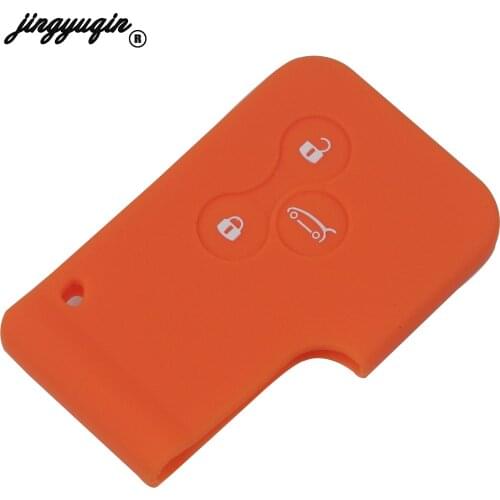 Jingyuqin Silicone Car Key Cover Case Fob Shell For Renault Clio Scenic Megane 2 3 Duster Sandero Captur Twingo koleos SmartCard
