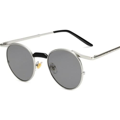 Round Punk Sunglasses Women Men Brand Designer Classic Retro Black Unisex Metal Steampunk Sun Glasses For Female Goggle UV400