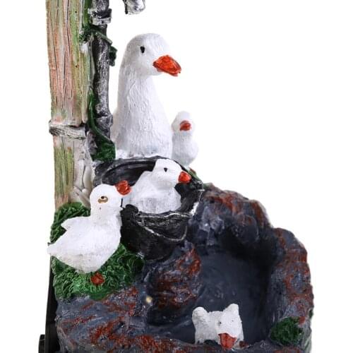 Animal Squirrel Duck Garden Statue with Solar Lights Waterfall Fountain Resin Figurine Ornament Outdoor Decorations S06 21