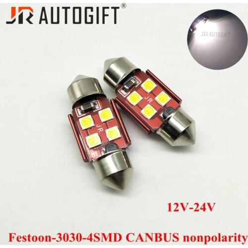 Car-styling 50pcs 31mm canbus C5W LED 3030 4SMD Bulbs Car Festoon Light Auto Interior Dome Light Lamps 12V-24V White