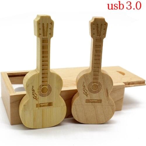 TEXT ME usb3.0 LOGO Maple wood guitar+box 4GB 8GB 16GB 32GB maple usb 3.0 wooden engrave usb flash drive pendrive