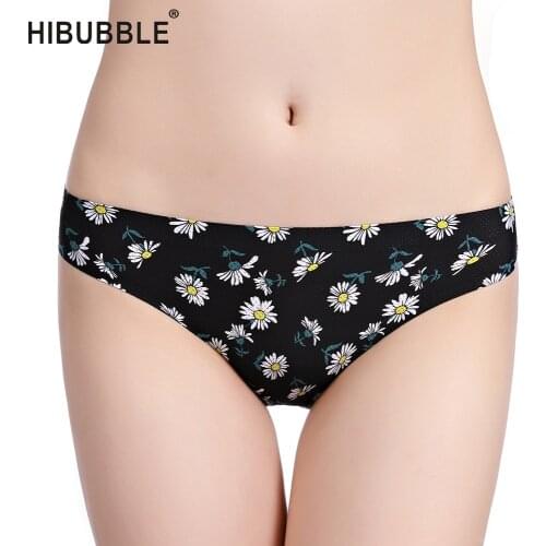 HIBUBBLE Mesh Breathable Panties Women Plus Size Panties Sexy Lowe-Rise Underwear Women Flower Print Tangas Seamless Briefs