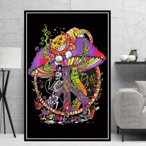 Trippy Visual Mushroom Mind Education Posters and Print Psychedelic Magic Black light Wall Art Canvas Painting Home Decor