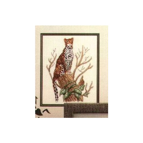 Fishxx Cross Stitch D130animal[The leopard on the tree]cotton thread and cloth , water-soluble,100% accurate,11CT,embroidery