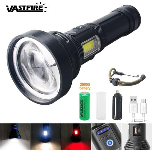 Utra Bright 50W 7 Modes Long-range LED Flashlight Torch USB Rechargeable COB Outdoor Lantern Power Display IP65 Waterproof