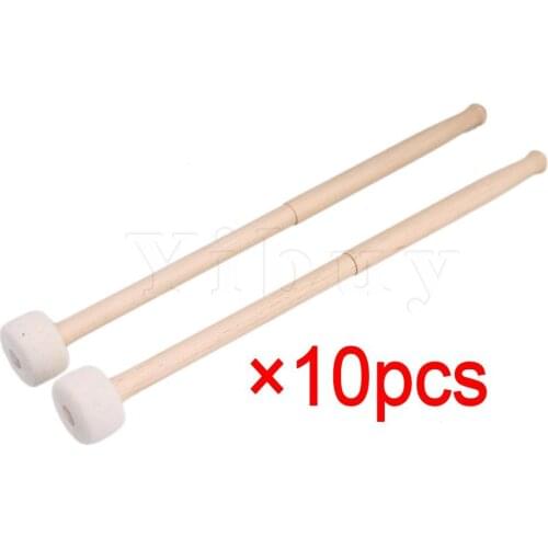 Yibuy Pack of 20 Bass Drum Mallets Felt Head Percussion Mallets Timpani Sticks