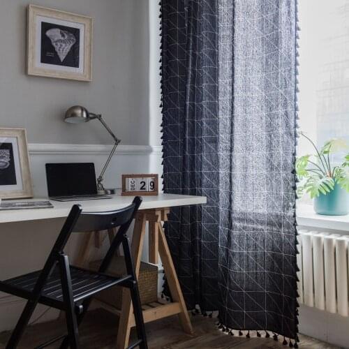 Curtains for living room vintage line cotton curtains for bedroom Window Curtain Drapes
