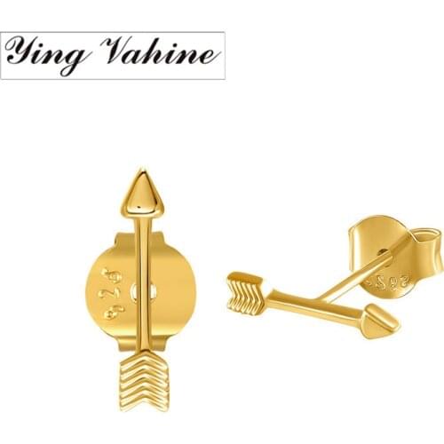 Ying Vahine 100% 925 Sterling Silver Small Arrows Stud Earrings for Women