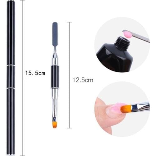 1PC Dual Ended Nail Art Acrylic UV Gel Extension Builder Flower Painting Pen Brush UV Gel Remover Spatula Stick Manicure Tool