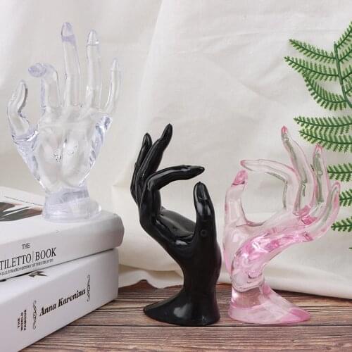 1Pc Mannequin Ok Hand Finger Glove Ring Bracelet Bangle Jewelry Display Stand Holder Wholesale1 Black/White/Pink/Transparent