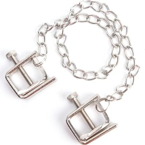 1PC Metal Stimulator Breast Nipple Clamps With Chain Clips Female Men Stainless Steel Bdsm Bondage Erotic Toy Sex Toys