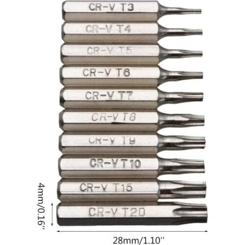 10PCS CR-V Torx Screwdriver Bits Set T3 T4 T5 T6 T7 T8 T9 T10 T15 T20 Mobile Repair Bit Plum Blossoms Repairing Head New