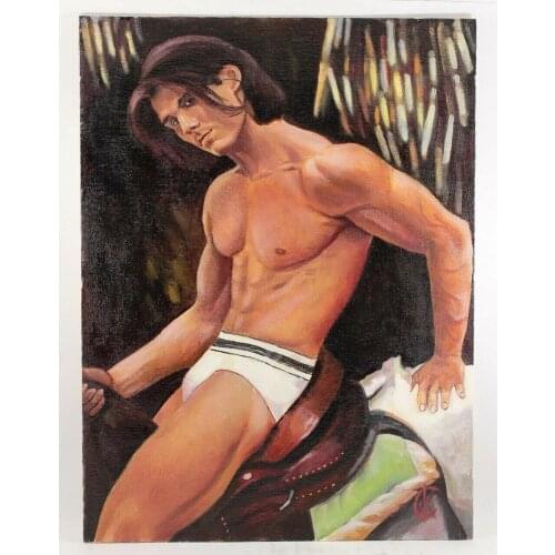 100% Hand-painted Oil painting on canvas (handmade) nude sex man 008