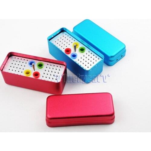 2Pcs Red/Blue bur holder disinfcetion box Autoclave Disinfection Case blue 60 Holes New