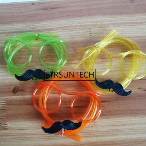 200pcs Drinking Straws Glasses Funny Mustache Beard Straws Flexible Drinking Tube Kids Toys Birthday Party Decoration