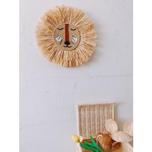 2021Nordic Nursery Baby Girl Boy Room Decor Kids Bedroom Animal Decor Handmade Lion Boys Kids Room Nursery Hanging Decoration