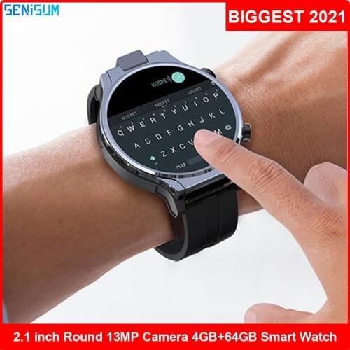 2021 New Biggest 4G Smart Watch Men 64GB 13MP Dual Camera 1600mAh 2.1Inch Android 10 OS Watches Phone GPS Business Android Watch