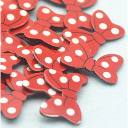 23mm*34mm Red Dotted Resin Planar Bows 20PCS/Pack Free Shipping