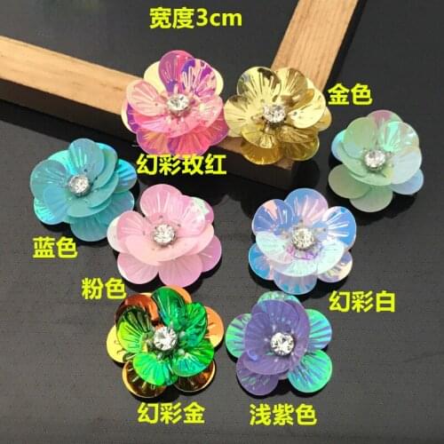 30pcs/lot Handmade Patches glass/resin,crystal rhinestones clothing applique beaded sequins flowers hand sew on flowers