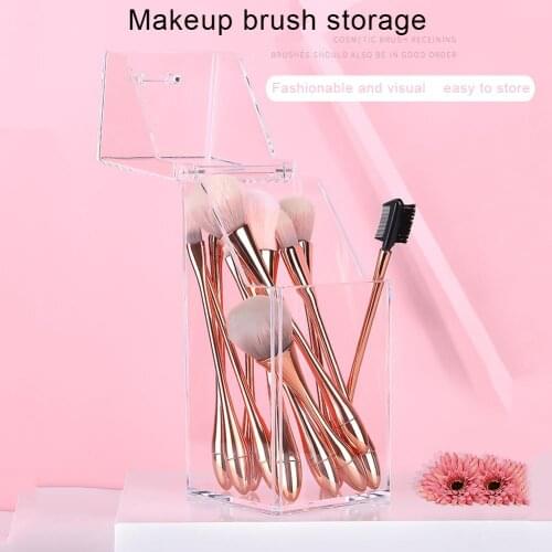 Acrylic Makeup Organizer Storage Box Brush Holder Multifunction Makeup Tools Storage Box Brush Organizer Box With Cover