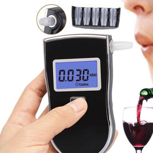 Professional Alcohol Tester Police LCD Display Digital Breath Quick Response with 6pcs mouths for the Drunk Drivers AT818 dfdf