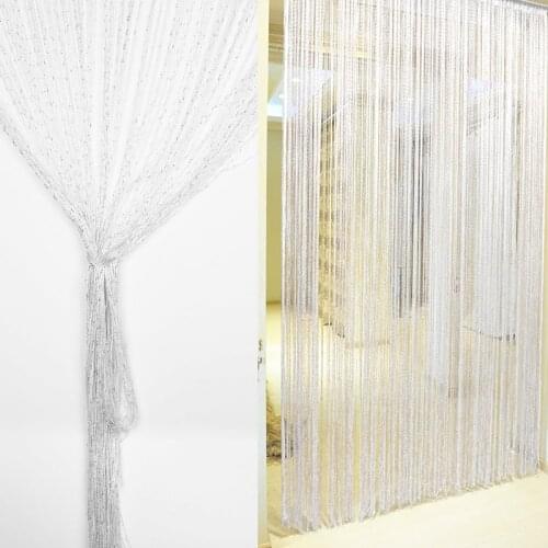 1Pcs Shiny Fringe String Curtain Tassel Flash Silver Line String Curtain Window Room Divider Fly Screen Door Hanging
