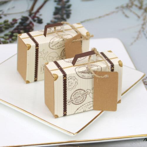 Candy Box Paper Wedding Travel Paper Gift Packaging Boxes with handle Rope tags Birthday Baby Shower Party Valentines Day Box