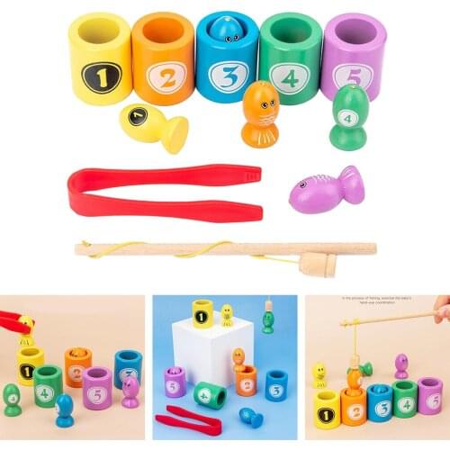 Wooden Fishing Game Color Sorting Clip Game Pre- Developmental Toys