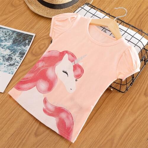 Kid T-Shirt Summer Clothing Cartoon Cotton Tops For 3-8 Years Little Girl Birthday Clothes Unicorn Party Costume Causal T-Shirts