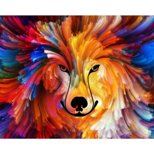 DIY Painting By Numbers Abstract Wolf Kit Oil Picture By Numbers Animal 40x50cm Wall Art Canvas Painting Home Decoration Gift