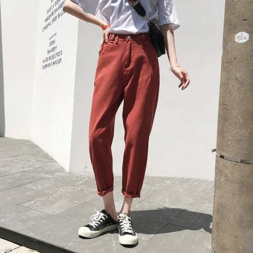 Spring Autumn Women Jean Loose Femme Harem Pants Women Casual Straight Wide Leg Vintage Jeans Denim Trousers