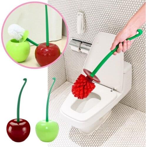 Creative Lovely Cherry Shaped Toilet Brush Lavatory Cleaning Tool Washroom Brush w/Holder Plastic Bathroom Decor Accessories