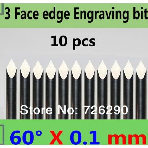 HUHAO 10pcs 3.175mm Dia 60 Angle 0.1mm Tip 3 Edge Carbide Woodworking Tools Engraving Bits for CNC Router Machine