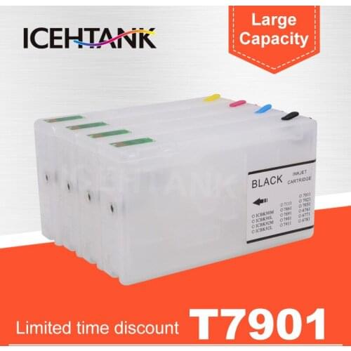 ICEHTANK Refillable Ink Cartridge For Epson T7901 For Epson WorkForce Pro WF-4630DWF 4640DTWF 5110DW 5190DW 5620DWF Printer