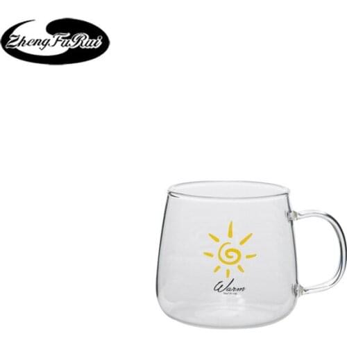 Creative Cute Coffee Milk Cup Sun Mark Glass Simple Heat-resistant Couple Cup Household Transparent Water Cup
