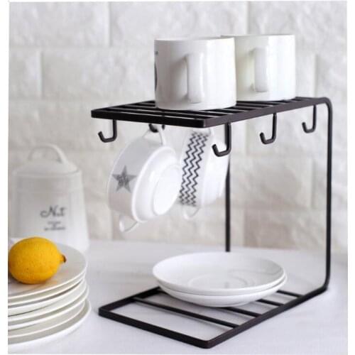 New arrival Kitchen cup tableware storage rack Metal Mug Coffee tea Cups display stand Dishes Drinkware Shelf Drain Hanger