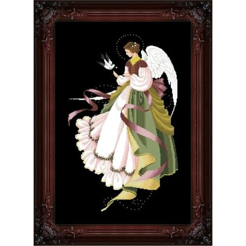 Angel of Grace cross stitch kit fairy Dreampattern 18ct 14ct 11ct black canvas embroidery DIY needlework wall decor