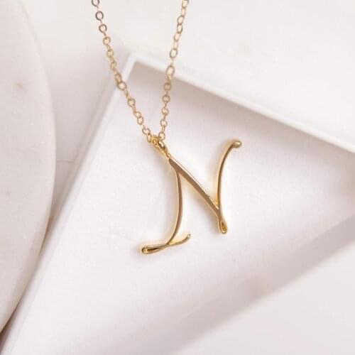 Small letter Label Simple Initial Logo alphabet N Necklace Name Symbol English Initials Letters Charm Pendant Jewelry