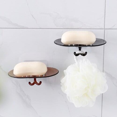 New Punch-free Wall Hanging Soap Box Plastic Shower Soap Dish Multifunctional Nonslip Soap Dish For Home Bathroom Accessories