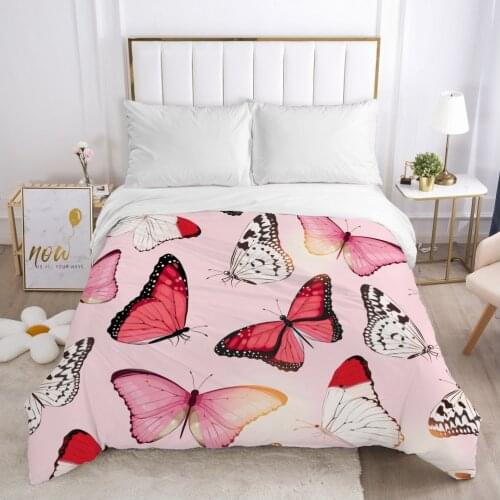 Butterfly Duvet cover Quilt/Blanket/Comfortable Case Double King Bedding 140x200 240x220 200x200 for Home red